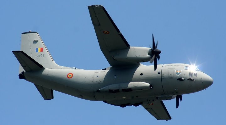 Romanian Air Force C-27J Spartan aircraft in flight