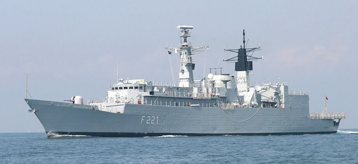 Romanian Type 22R F-221 Regele Ferdinand frigate at sea