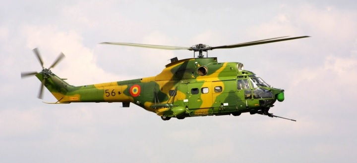 Romanian Air Force IAR 330 Puma SOCAT attack helicopter in flight